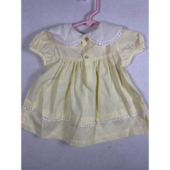 Rare Editions Yellow Baby Dress 12 Months Polyester/Cotton Lace Detail - Picture 2 of 7